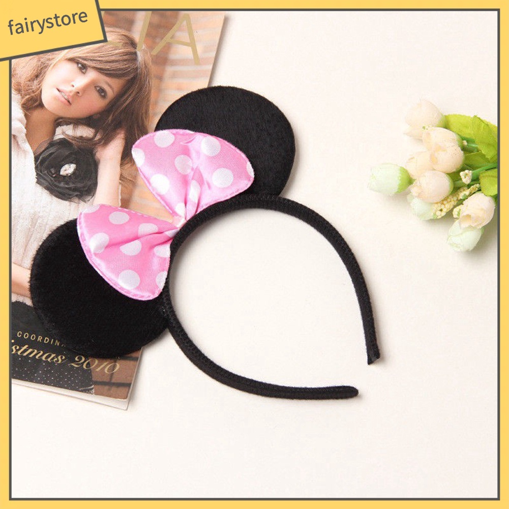 Băng Đô Cài Tóc Phối Tai Chuột Mickey Đáng Yêu Cho Bé Gái