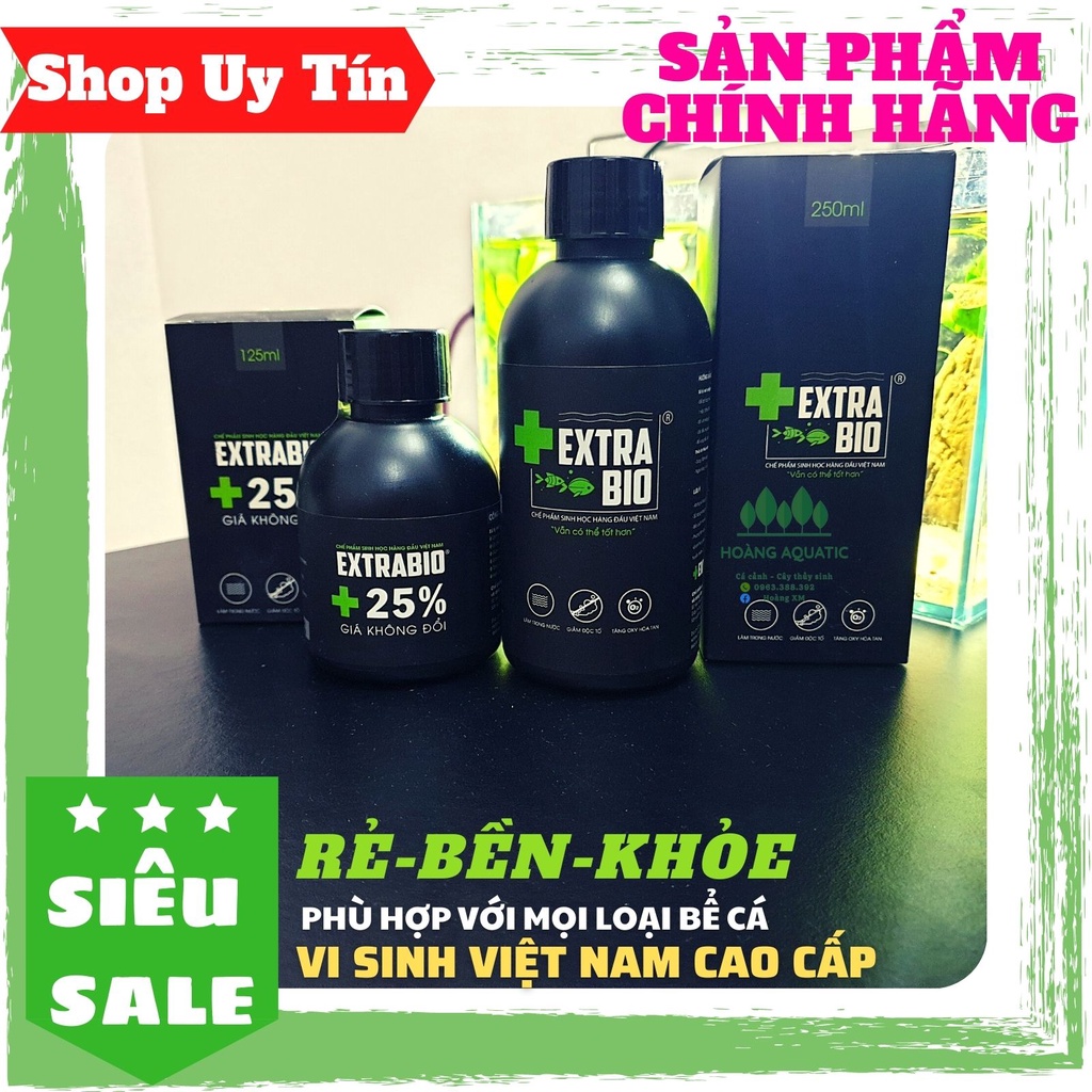 Men Vi Sinh Extra Bio 125ML- 250ML Cao Cấp, Làm Trong Nước, Khử Hôi Tanh Cho Bể Cá