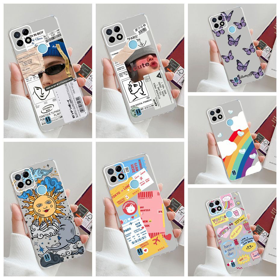Ốp điện thoại TPU mềm trong suốt in thương hiệu thời trang cho Realme C21Y C20 C11 2021 Realmec21Y Realmec20 C20A C20