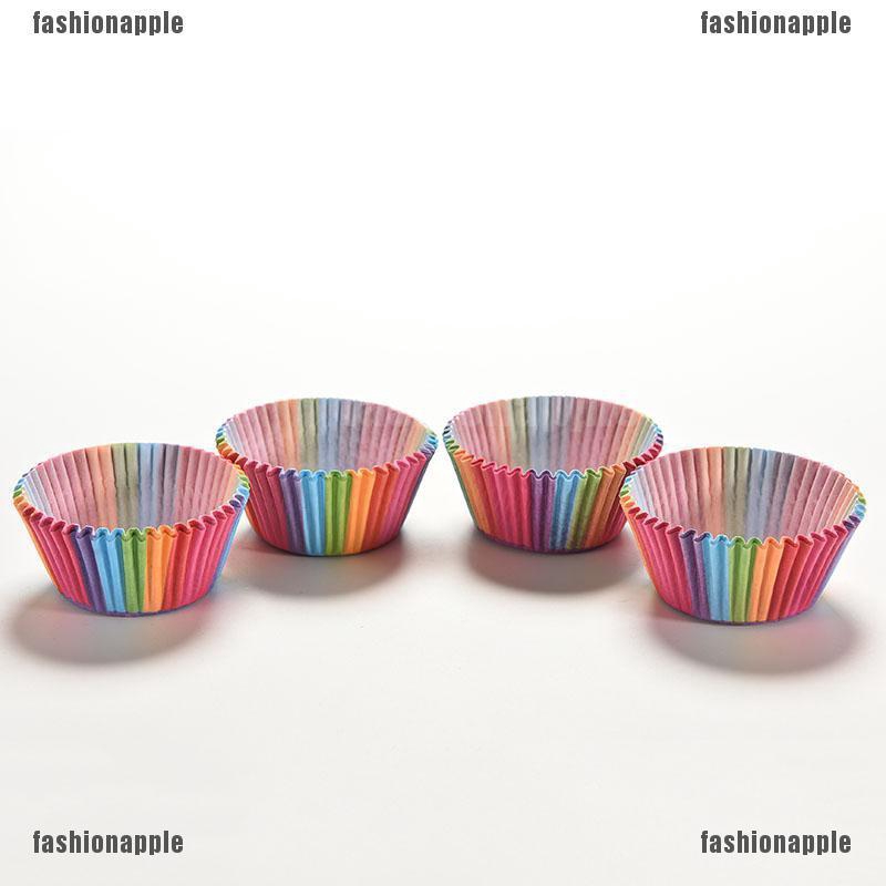 100X Rainbow Papier Tasse Kuchen-Zwischenlagen Backen Cup-Hüllen-Partei