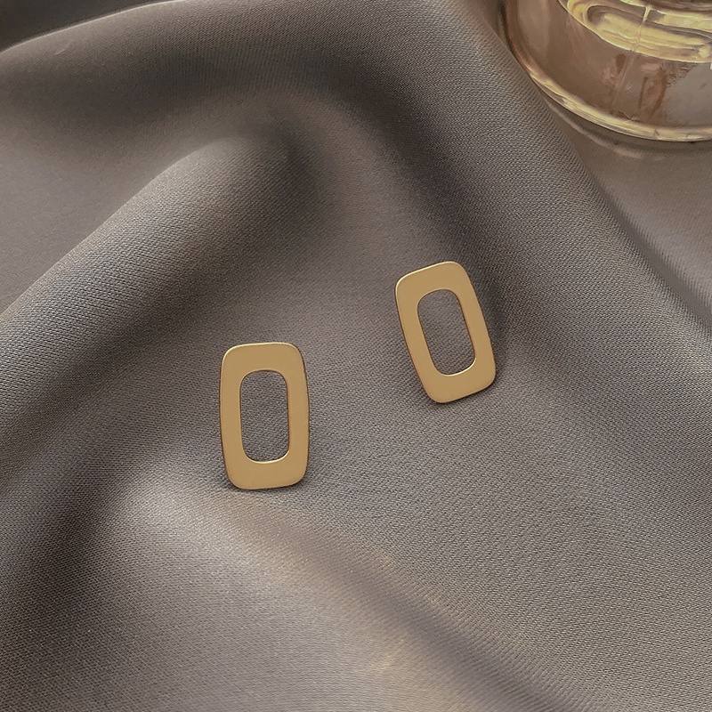 Bông Tai Kim Bạc Hình Vuông Phong Cách Retro Cho Nữ