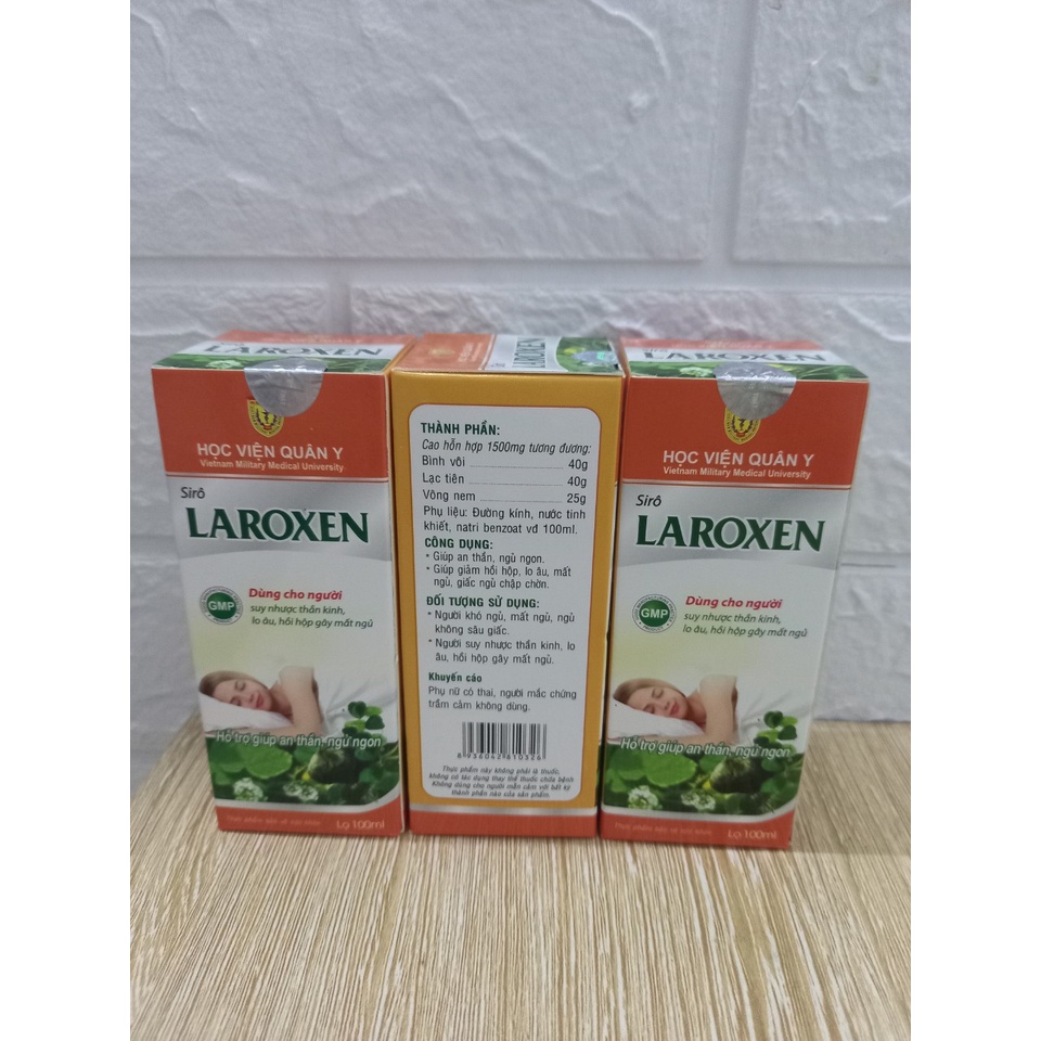 Combo 2 chai Siro thảo dược Laroxen Học Viện Quân Y (Chai 100ml ) ngủ ngon, ngủ sâu giấc hơn