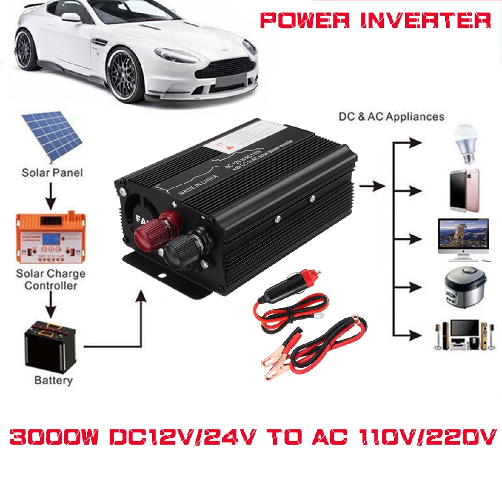 Dc 12v / 24 sang ac 110v / 220v 12v sine wave solar inverter peaks power voltage transformer converter 3000w