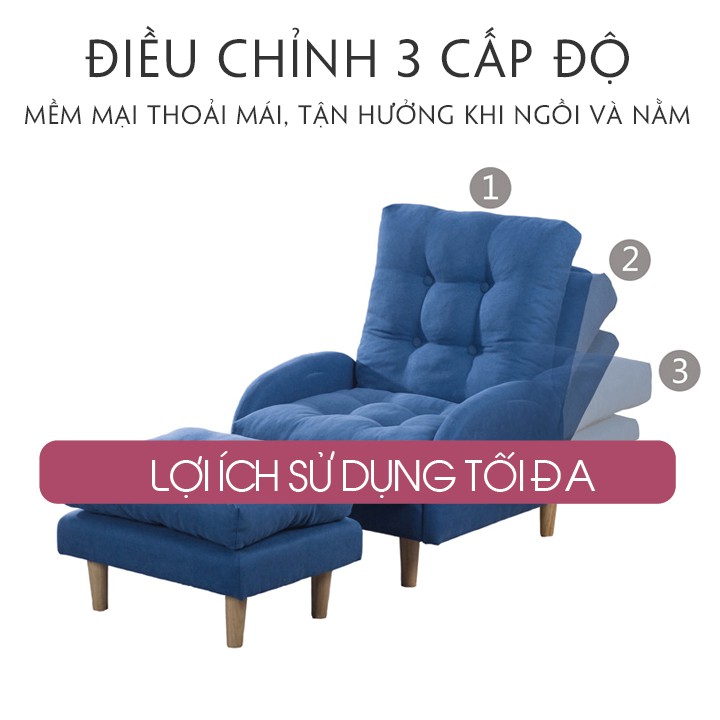 Ghế Sofa Lười, Ghế Bành Nằm Xem Tivi - Đọc Sách, Ngả Lưng Nhiều Chế Độ, Sofa Thư Giãn Kèm Đôn