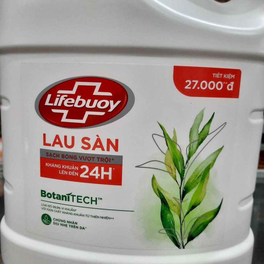 Nước Lau Sàn Lifebuoy BotaniTECH Hương Tràm Trà &amp; Khuynh Diệp chai 3.6L