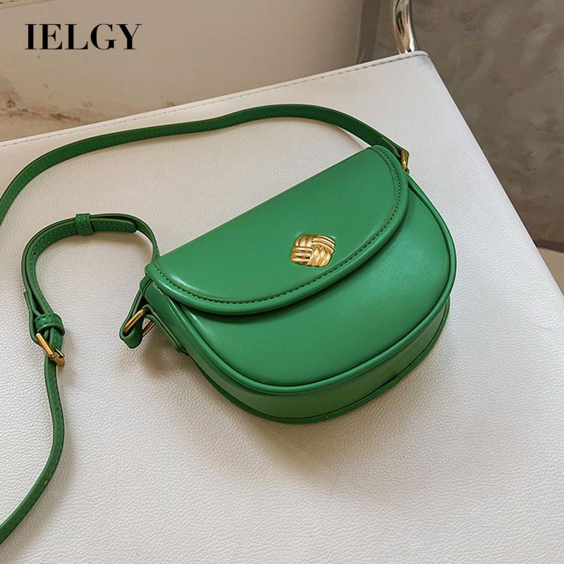 Túi đeo chéo IELGY màu trơn phong cách Hàn Quốc đơn giản cho nữ