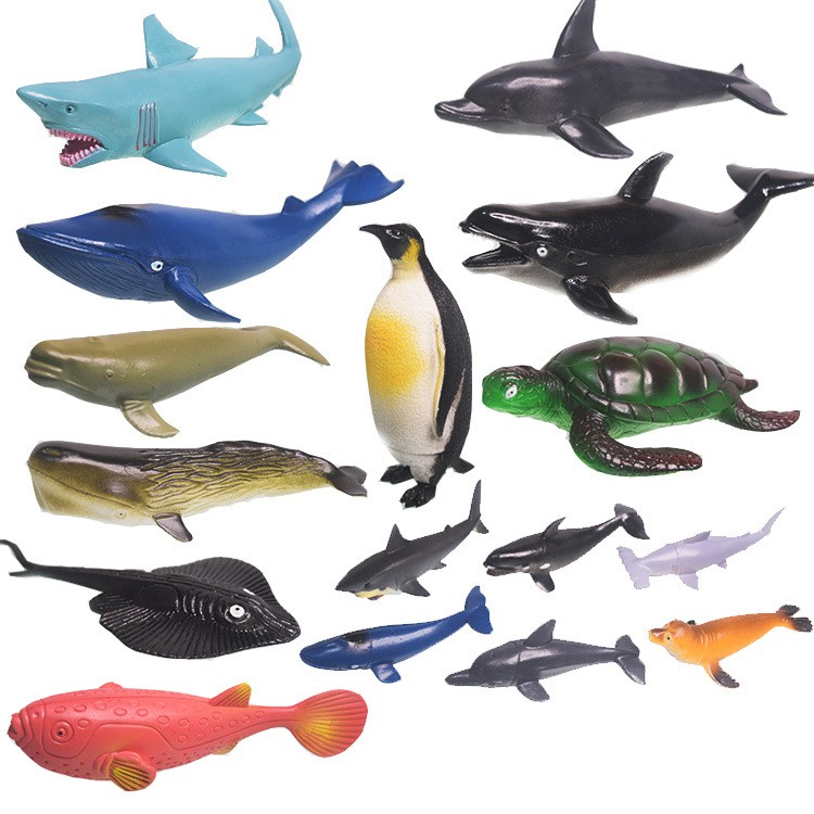 Đồ chơi mô hình mô phỏng động vật biển mới, cá mập, cá voi xanh, sinh vật sống dưới nước