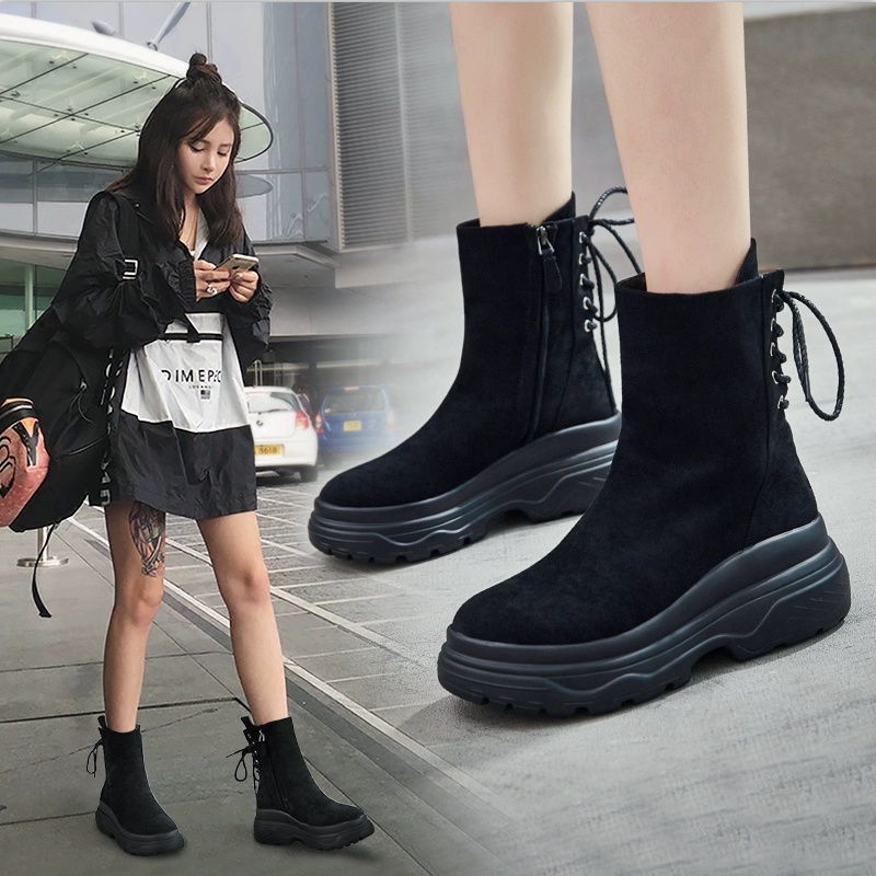 Giày Bốt Cao Gót Bằng Da Đệm Lông Giữ Ấm Mùa Đông Thời Trang Dành Cho Nữ