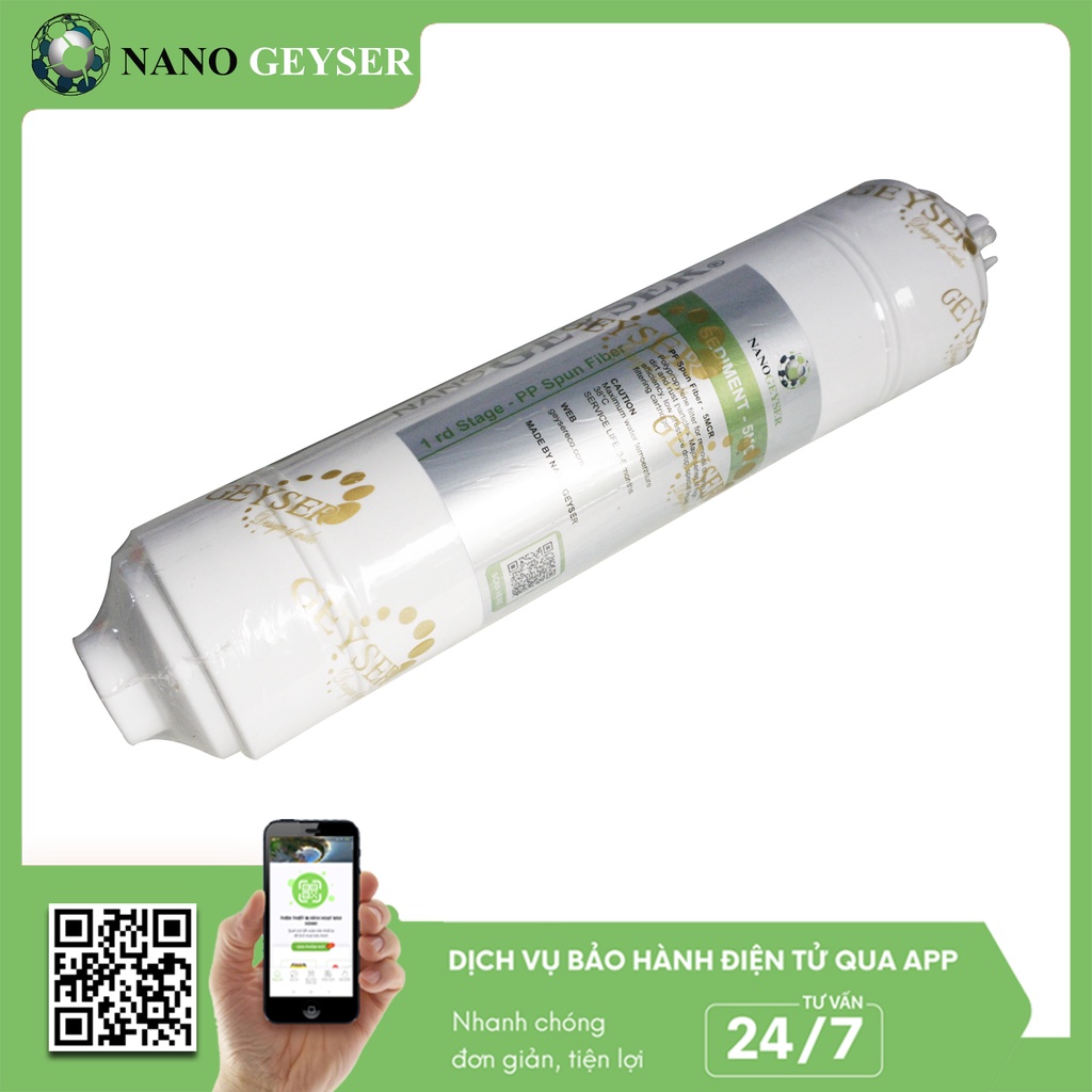 Lõi đúc máy lọc nước số 1, Lõi Sediment 5 Micron, Dùng cho máy lọc nước RO lõi đúc, Geyser Slim, Karofi, Kangaroo, Sunho