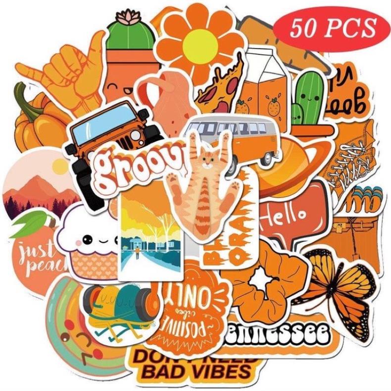 Bộ 200 sticker orange cực kute giao mẫu ngẫu nhiên dùng để trang trí điện thoại di động/ván trượt/vali