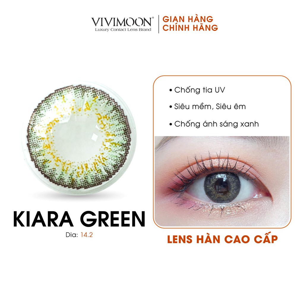 Lens Xanh Lá Cận Kiara Green VIVIMOON 14,2mm, Kính Áp Tròng Hàn Quốc Cao Cấp