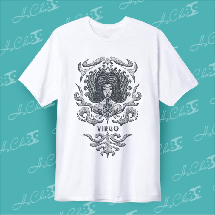 Áo thun Cung XỬ NỮ (Virgo) - CUNG HOÀNG ĐẠO - Mẫu 2 - Vải Dày Mịn - MAY Dây Cổ Cao Cấp ( có Hình Thật )