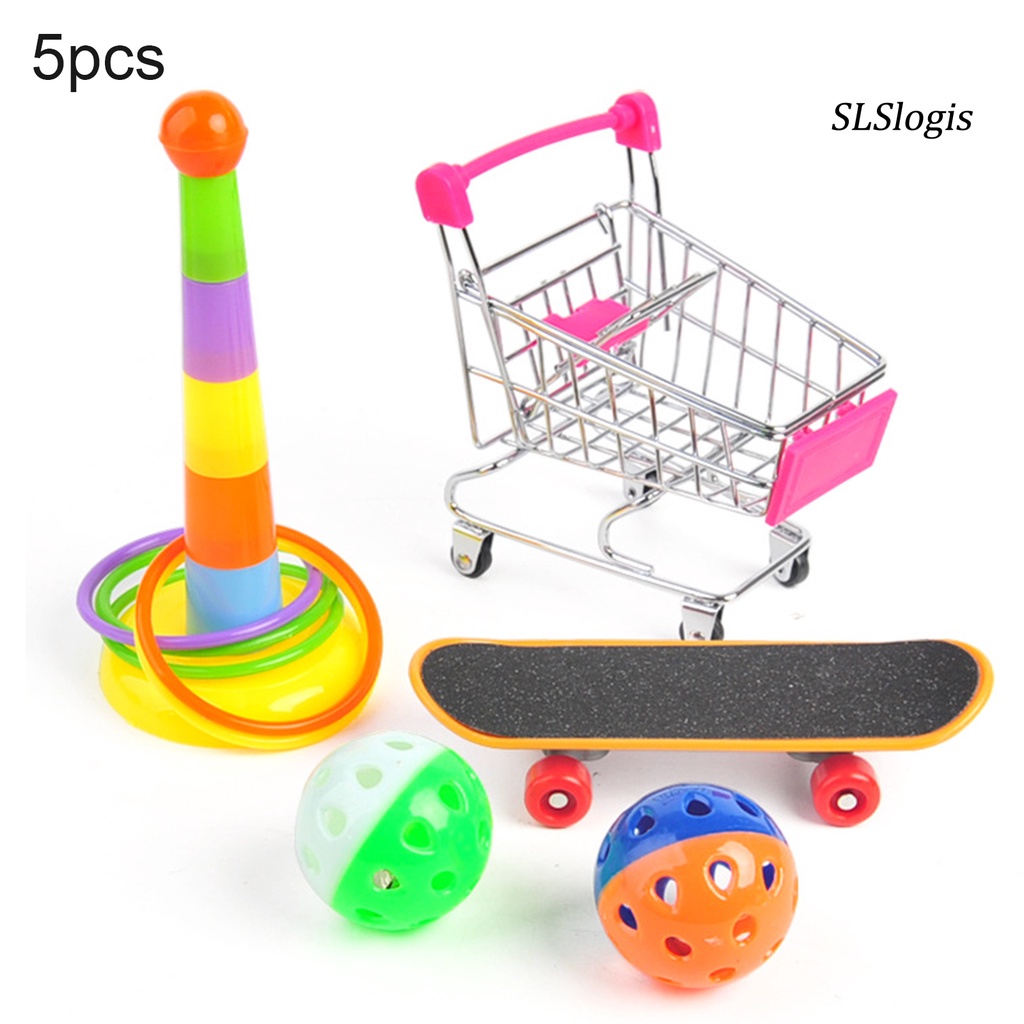 Set 5 / 6 / 7 đồ chơi bóng trượt ván vui nhộn dành cho chim vẹt