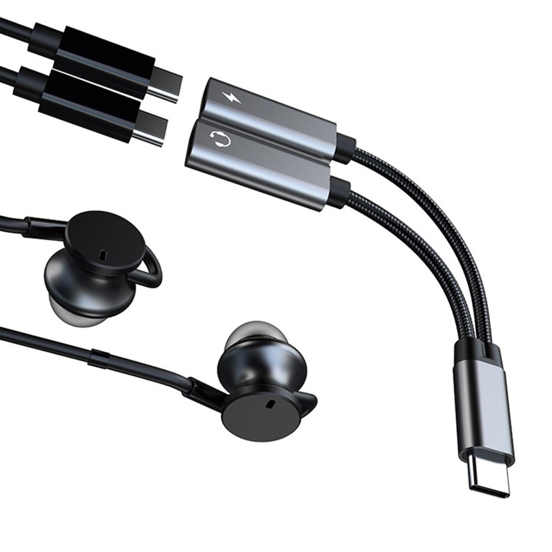Đầu Chia Cổng Sạc 2 Trong 1 Type C Sang Cổng Cắm Tai Nghe Cho Điện Thoại