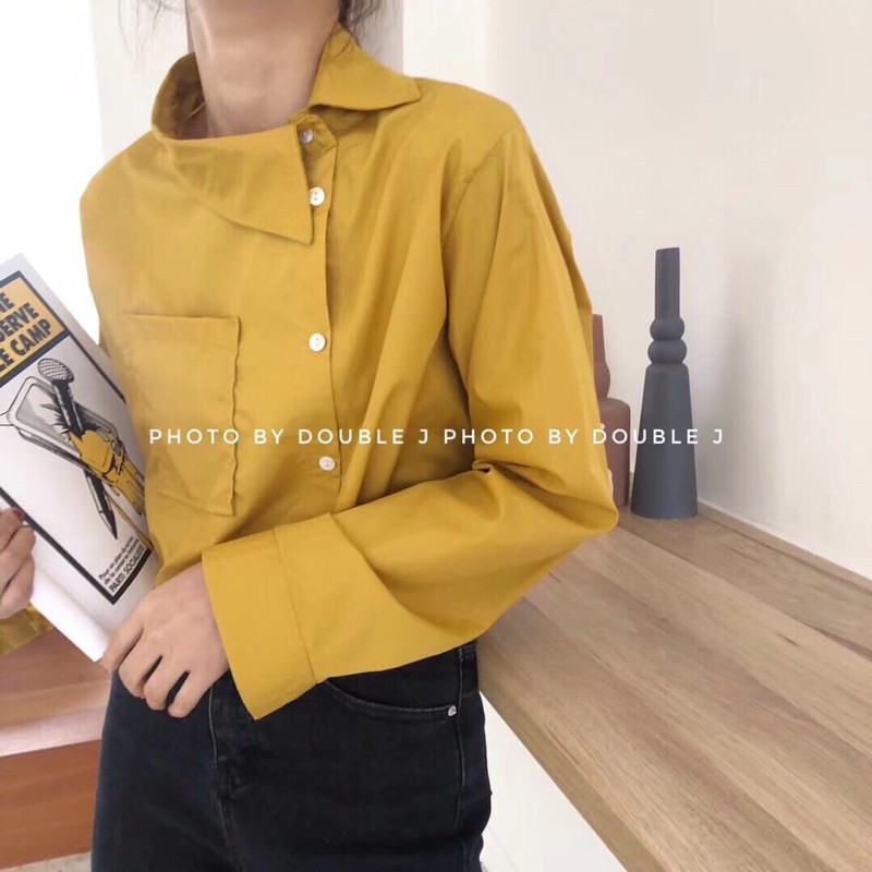 Sơ mi cài cúc lệch korea