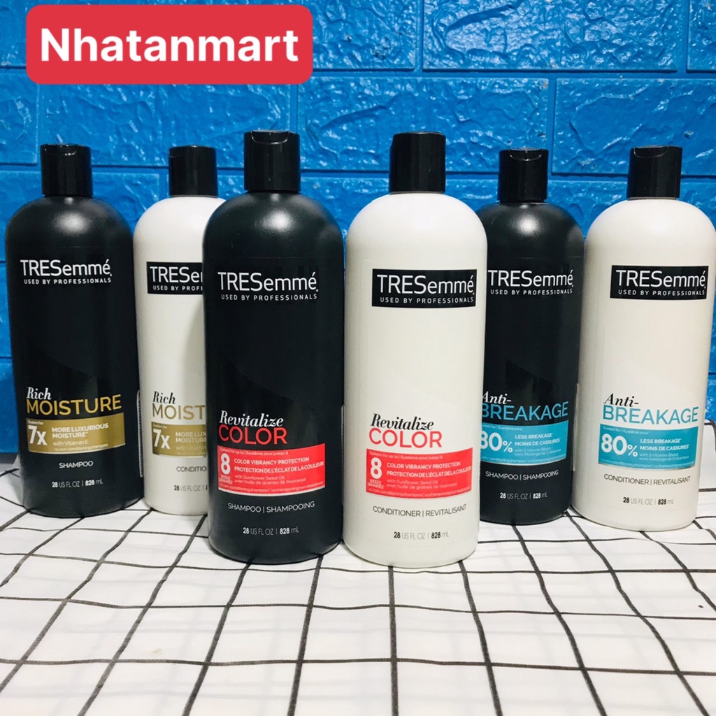 Dầu gội đầu & dầu xả tóc Tresemme 828ml nhập Mỹ chuyên dùng phục hồi tóc khô, tóc hư tổn, tóc gãy rụng chuẩn salon