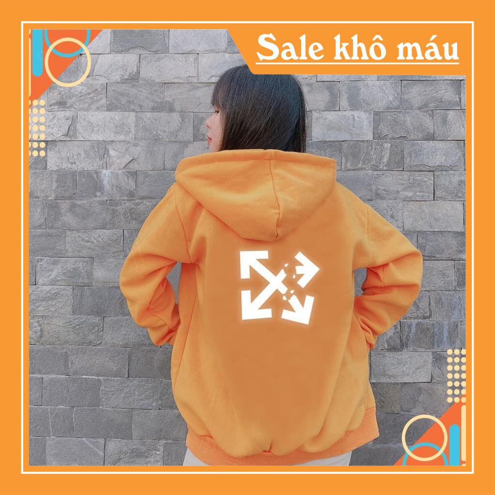 Unisex siêu đẹp Áo Khoác Nỉ Hoodie Phản Quang Off White PQ35KN