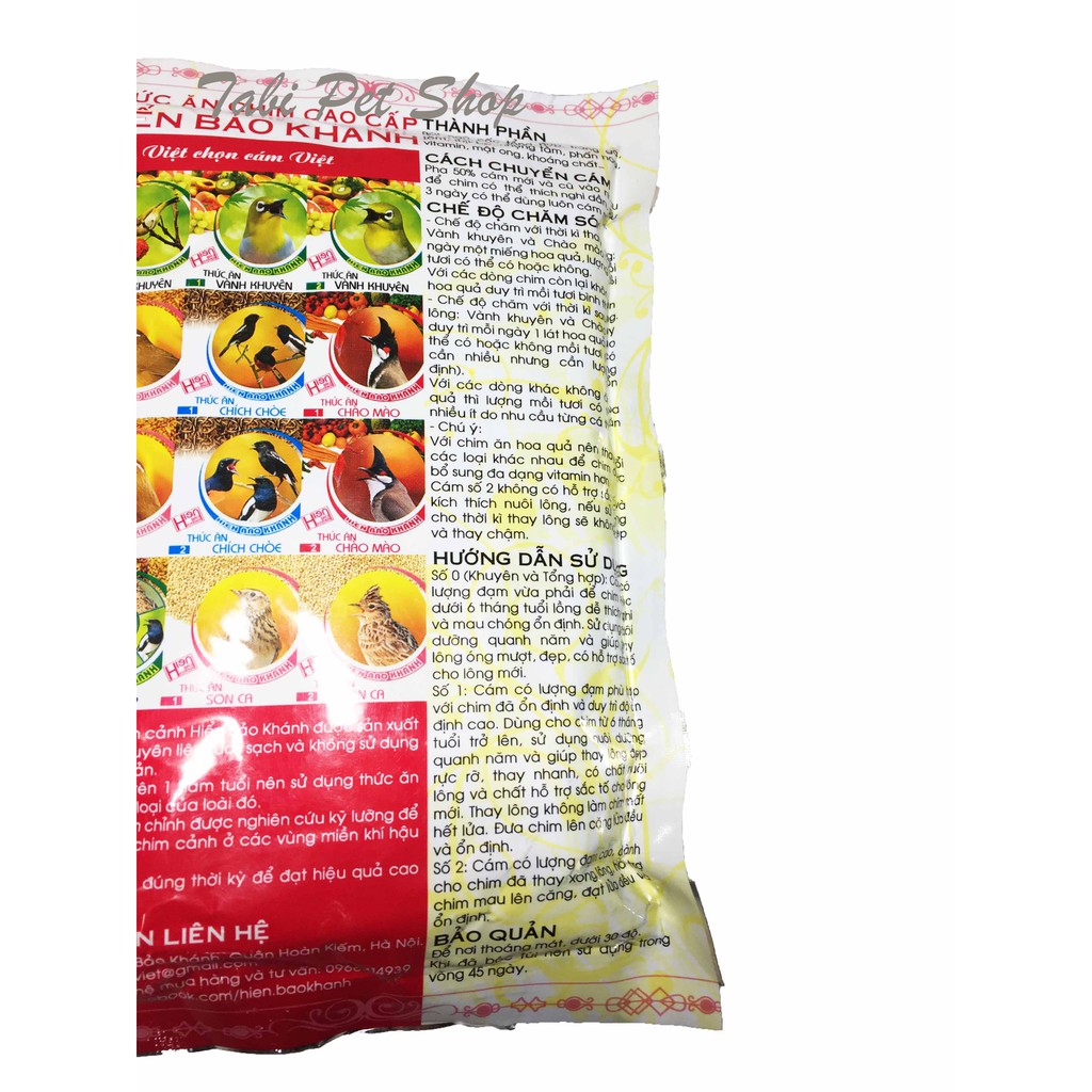 [Hiển Bảo Khánh] Thức Ăn Chim Hiển Bảo Khánh Tổng Hợp 200g (Số 0) - Hàng Cao Cấp Chất Lượng Cao