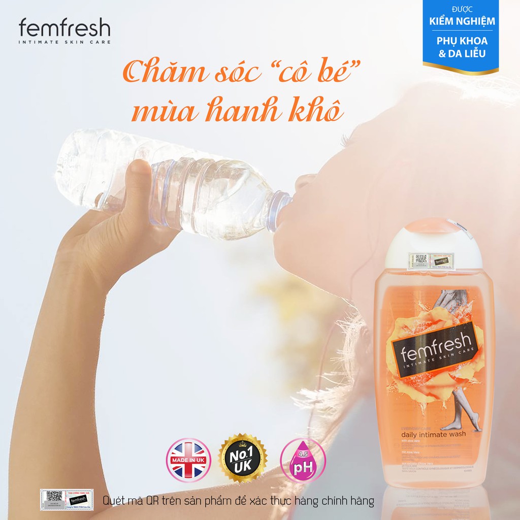 Dung Dịch Vệ Sinh Phụ Nữ Cao Cấp Hằng Ngày Femfresh Daily Intimate Wash 250ml - Cam