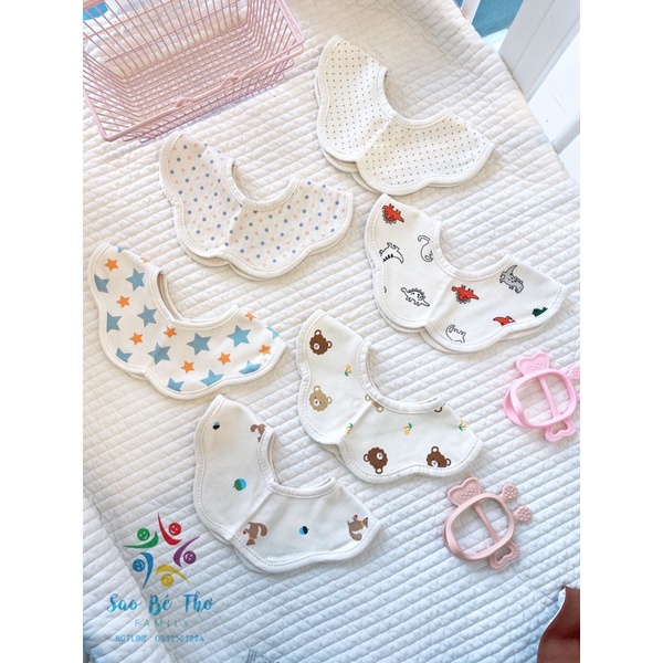 Yếm vải cho bé Vella Bunnie Blossom Hàn Quốc từ 0-4 tuổi, yếm cổ hoa cho bé ăn dặm