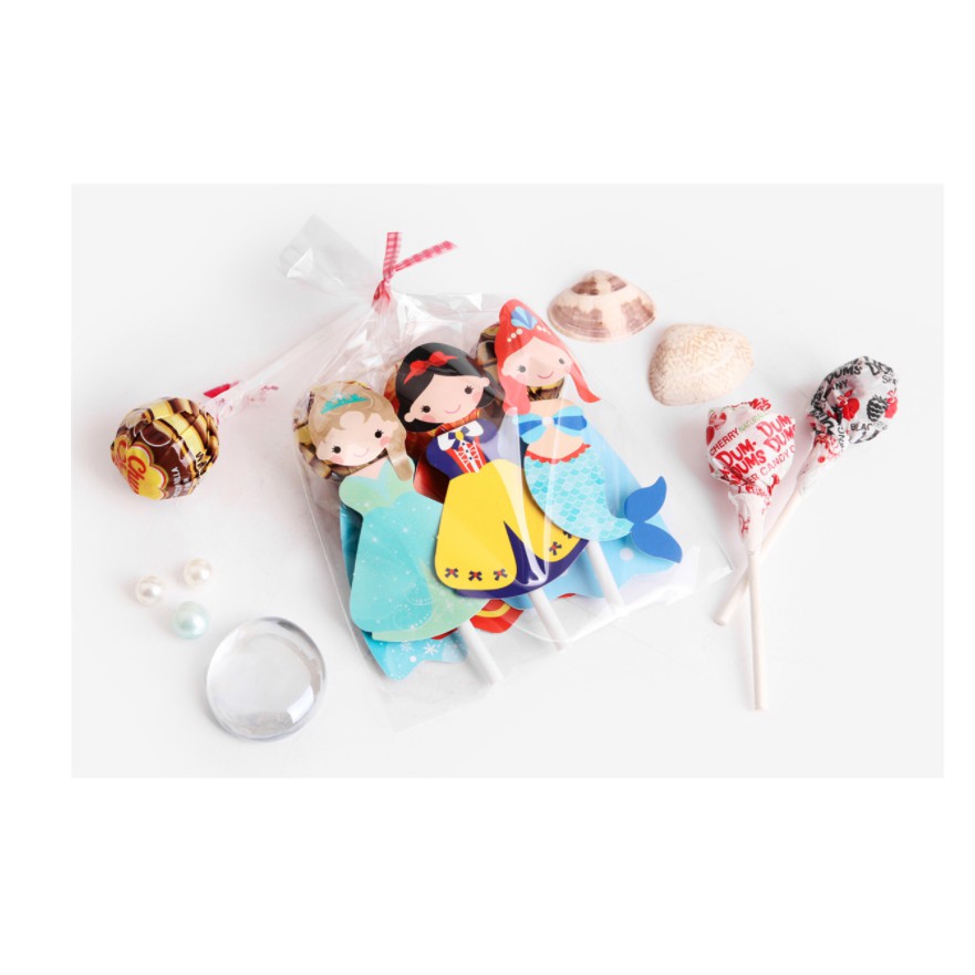 set 6 mô hình trang trí kẹo mút lolipop chủ đề công chúa Disney