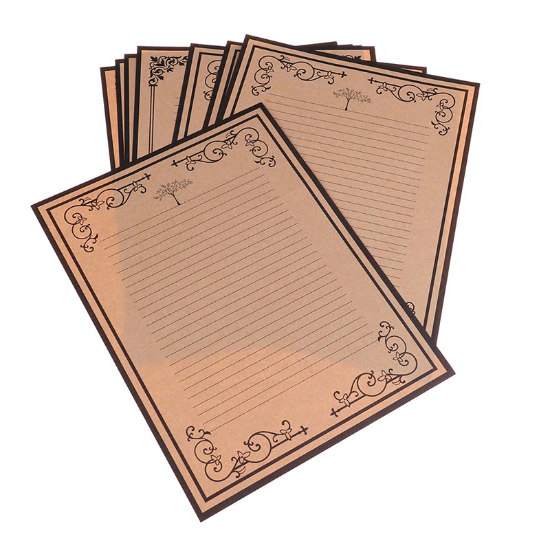 Set 8 Giấy Kraft Viết Thư Kiểu Dáng Cổ Điển