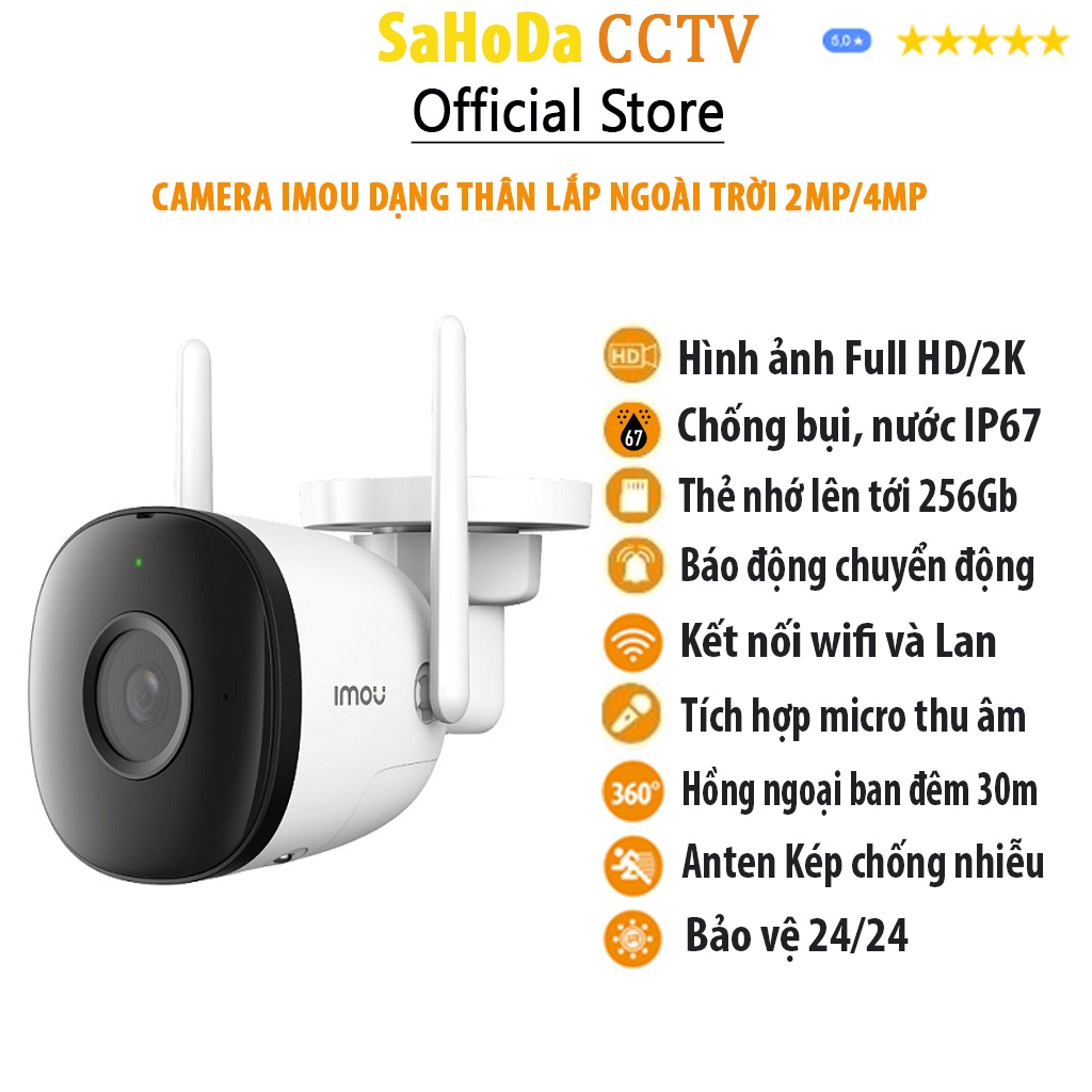 Camera Imou ngoài trời, Camera IP wifi Imou dạng thân ống F22P/F42P độ phân giải 2Mp/4Mp hàng chính hãng