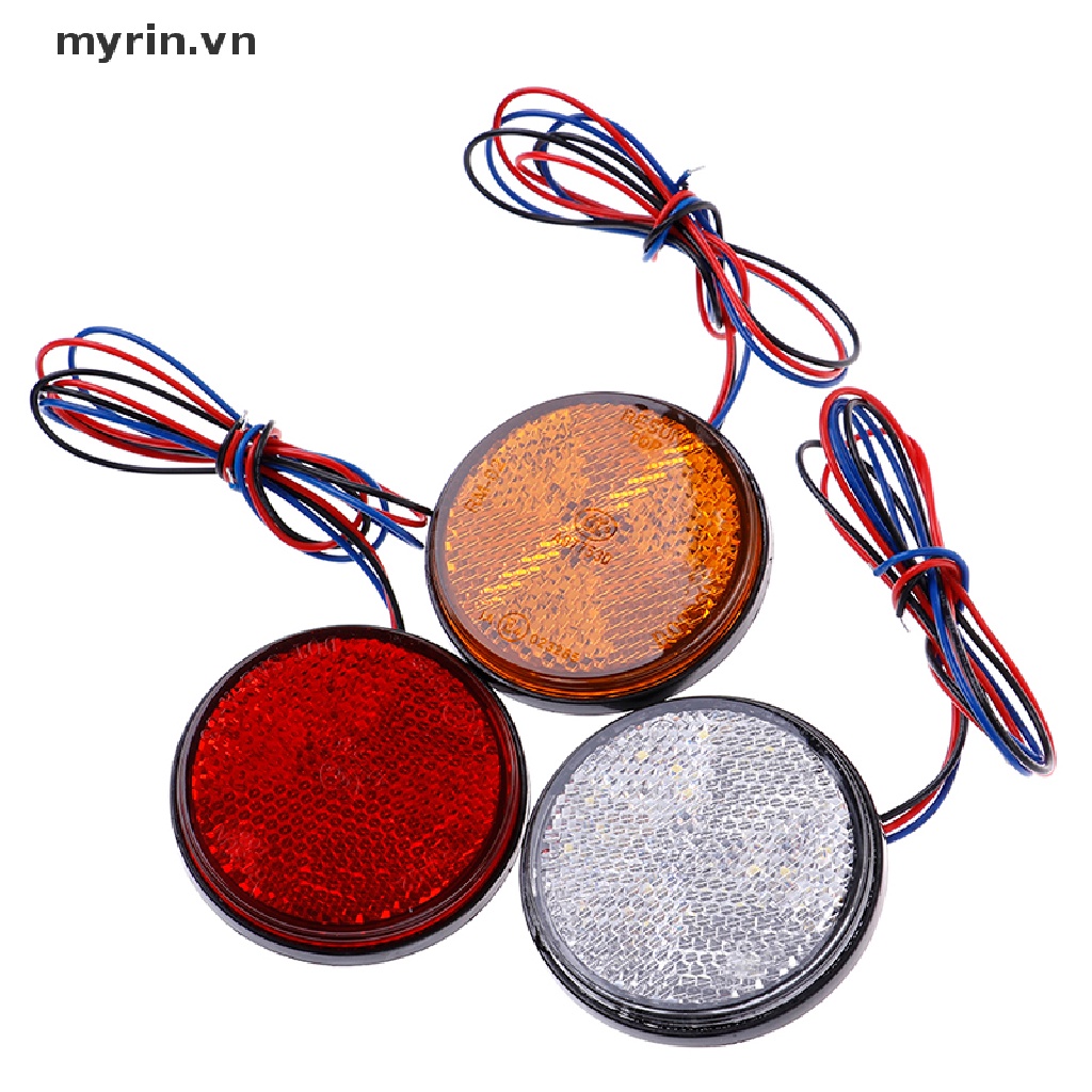 1 Đèn Phanh 24 Bóng LED Hình Tròn Gắn Đuôi Xe Hơi / Xe Máy Phản Quang