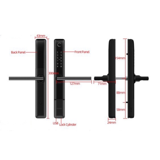 Khóa cửa nhôm Xingfa Tuya Bluetooth S1
