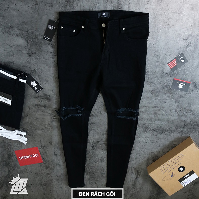 Quần jean nam Streetwear DATINO form Skinny màu đen chất Denim co giãn, bền màu | BigBuy360 - bigbuy360.vn
