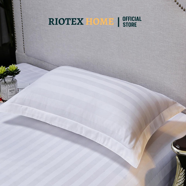 Vỏ Gối Trắng Sọc - Trắng Trơn Cotton T300 Cho Khách Sạn RIOTEX HOME  - Kích Thước 50x70/ 40x60/ 35x105 cm