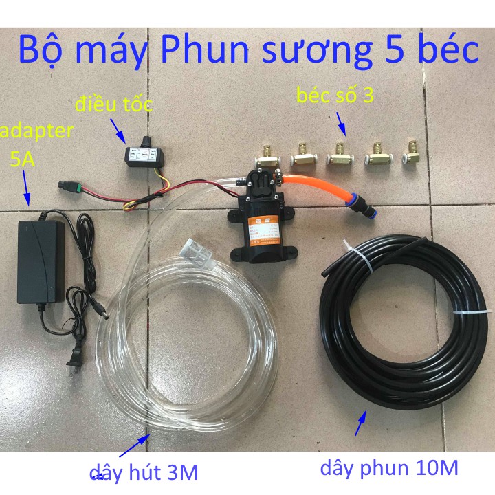 Bộ máy phun sương làm mát, tưới lan 5 béc