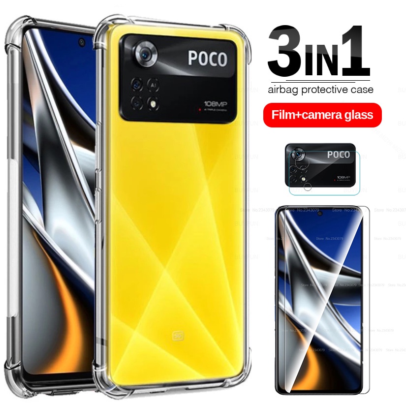Ốp Điện Thoại + Kính Cường Lực Màu Gradient 3 Trong 1 Chống Sốc Cho Xiaomi Poco X4 M4 Pro 5G
