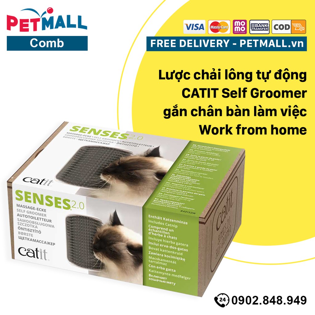 Lược chải lông tự động CATIT Self Groomer gắn chân bàn làm việc Work from home Petmall