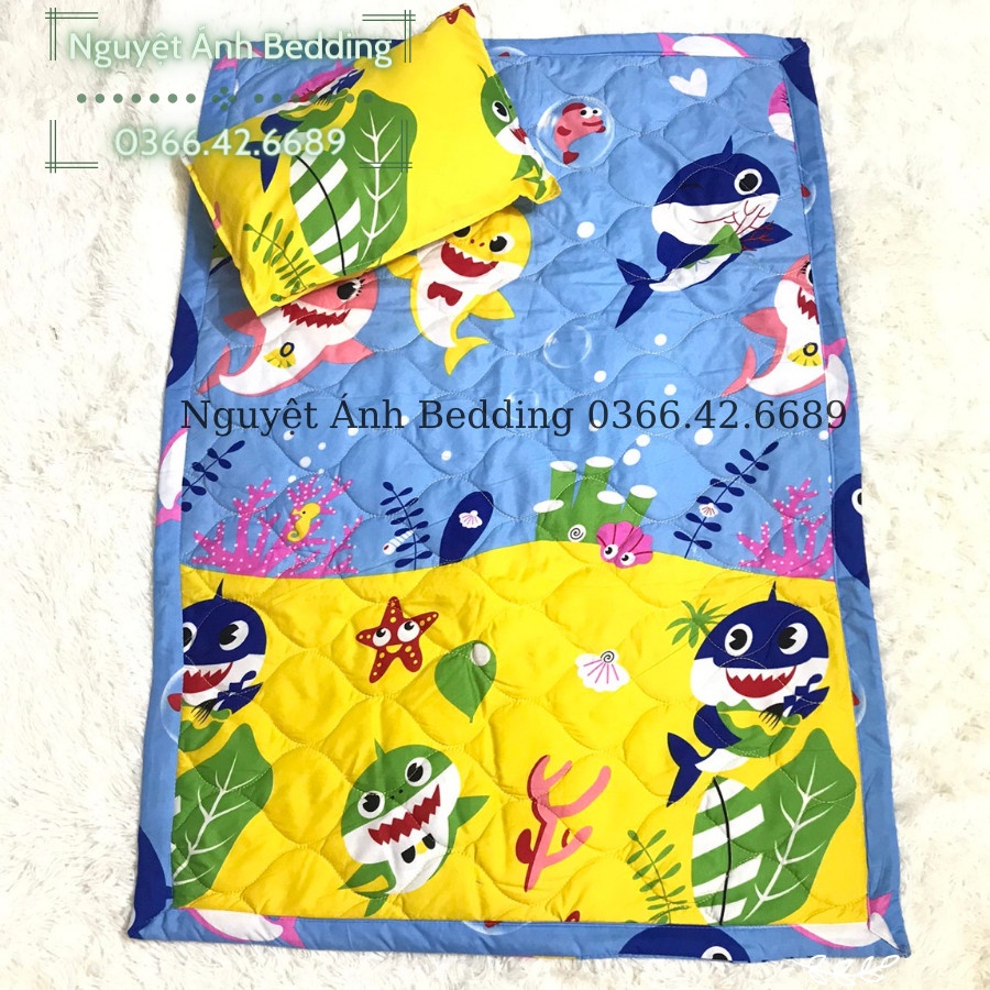 (LƯƠNG VỀ)  Bộ chăn + gối nằm cho bé (3 món)  mẫu Ếch xanh  set mền đắp cho bé cute Được Trần Bông Tấm Sạch