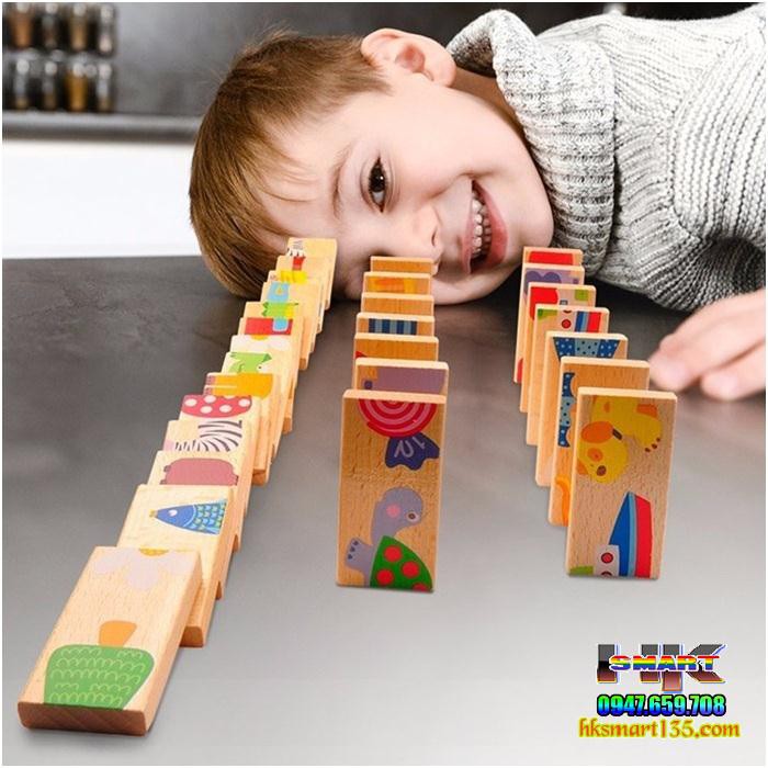 Bộ đồ chơi Domino gỗ thông minh 28 chi tiết phát triển trí tuệ cho bé