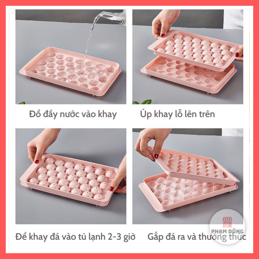 Khay Làm Đá Viên Tròn , Vỉ Làm Đá Tủ Lạnh , Khuôn Làm Đá Bi