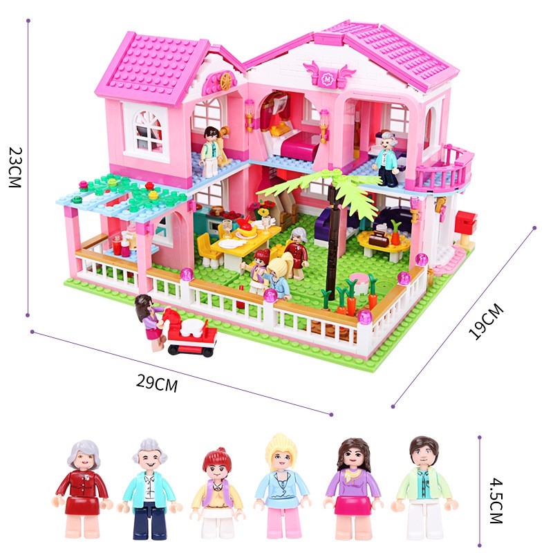 Đồ Chơi Lắp Ráp Kiểu LEGO Mô Hình Biệt Thự Gia Đình 6 Người Garden Villa sluban B0721 Với 896 Mảnh Ghép,Quà Tặng Bé Gái
