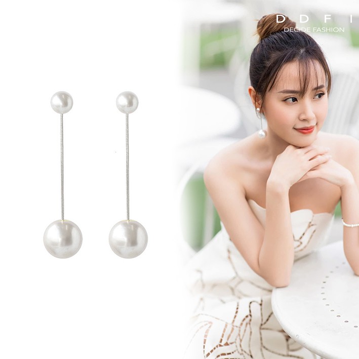 (Hàng sẵn sàng) DDFI - Người nổi tiếng Hoa tai tròn ngọc trai thanh lịch dành cho phụ nữ