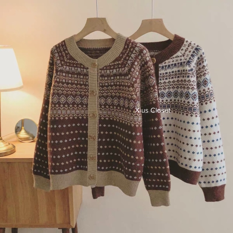 ÁO LEN CÚC CÀI HOẠ TIẾT VINTAGE -A5 | BigBuy360 - bigbuy360.vn