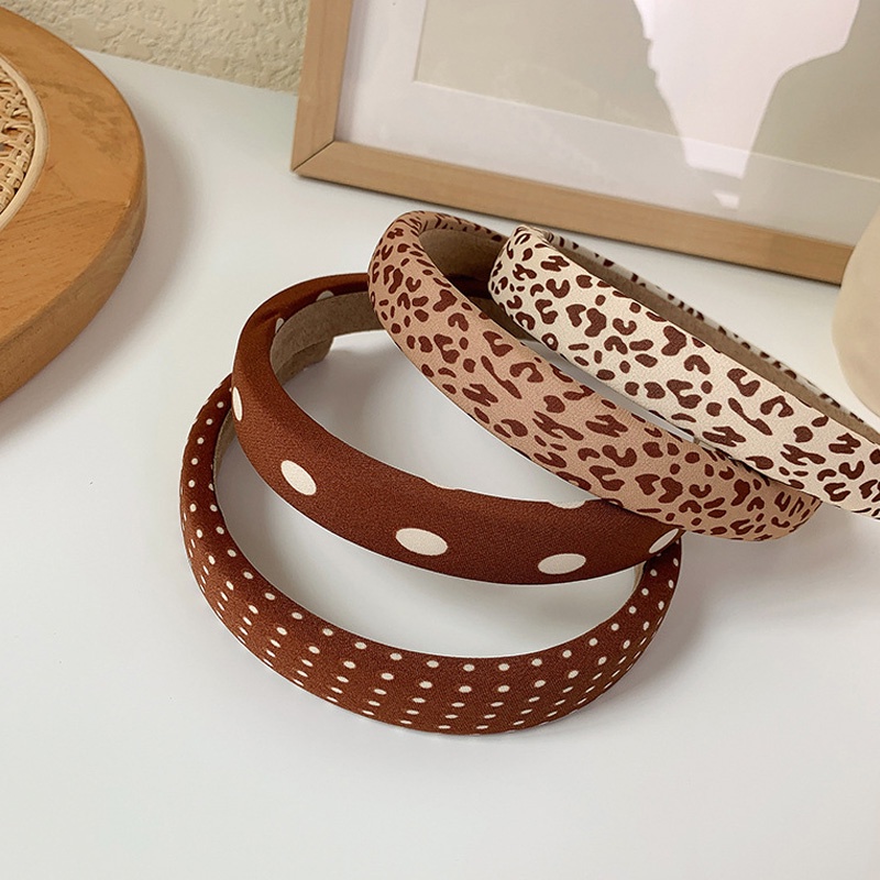 Băng Đô Bản Rộng Vải In Họa Tiết Da Báo Thời Trang