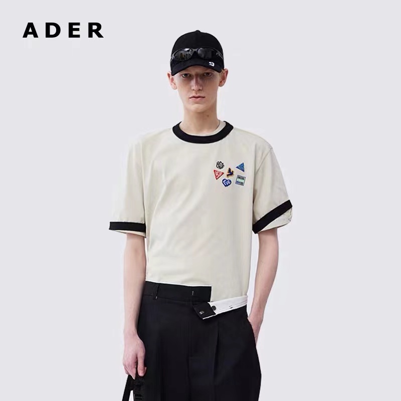 Áo Thun Tay Ngắn Cổ Tròn Thêu Họa Tiết Màu Sắc Tương Phản Thời Trang Mùa Hè Cho Nữ