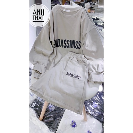 Bộ Nỉ Thu Đông Unisex Nam Nữ - Bộ Short Áo Tay Dài Bồng Ulzzang