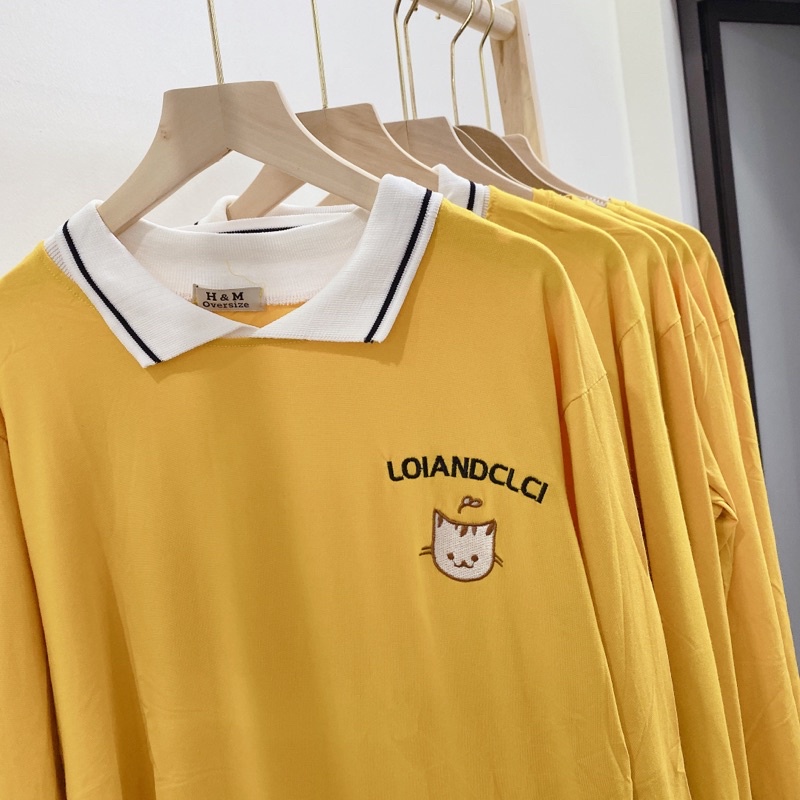 Áo thun dày tay nam nữ, áo phông dài tay shopcossi chất cotton màu vàng