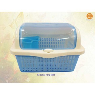 Kệ chén đa năng việt nhật 1 tầng - Kệ úp chén CÓ NẮP đậy tiện lợi