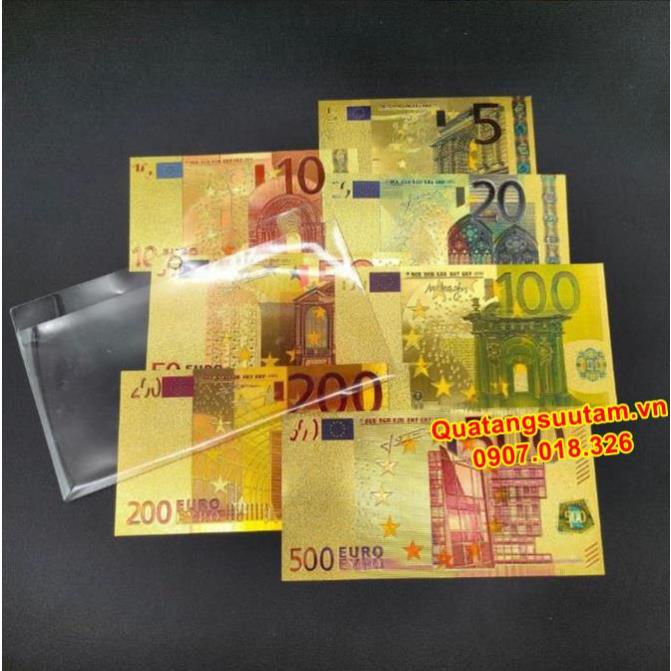 Trọn Bộ Tờ EURO Mạ Vàng Sang Chảnh Plastic 7 TỜ - Từ 5 - 500 EURO