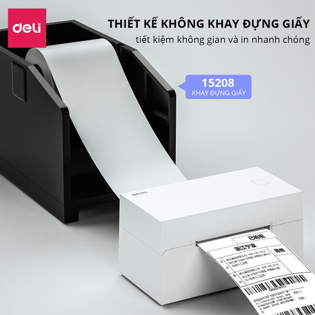 Máy In Nhiệt Deli In Đơn Hàng, Hóa Đơn, Tem Mã Vạch, Logo Tự Dán - Kết Nối USB, Tốc Độ In 1 Đơn/s  - DL-760D