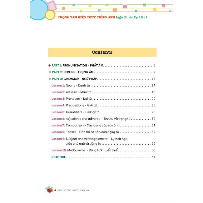 Sách-Combo- Trọng tâm kiến thức tiếng anh luyện thi vào lớp 6 tập 1 và tập 2 (không đáp án)