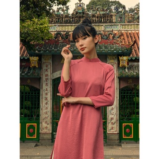 Set Áo Dài Rosemary Lụa Tây Thi Hồng Đất