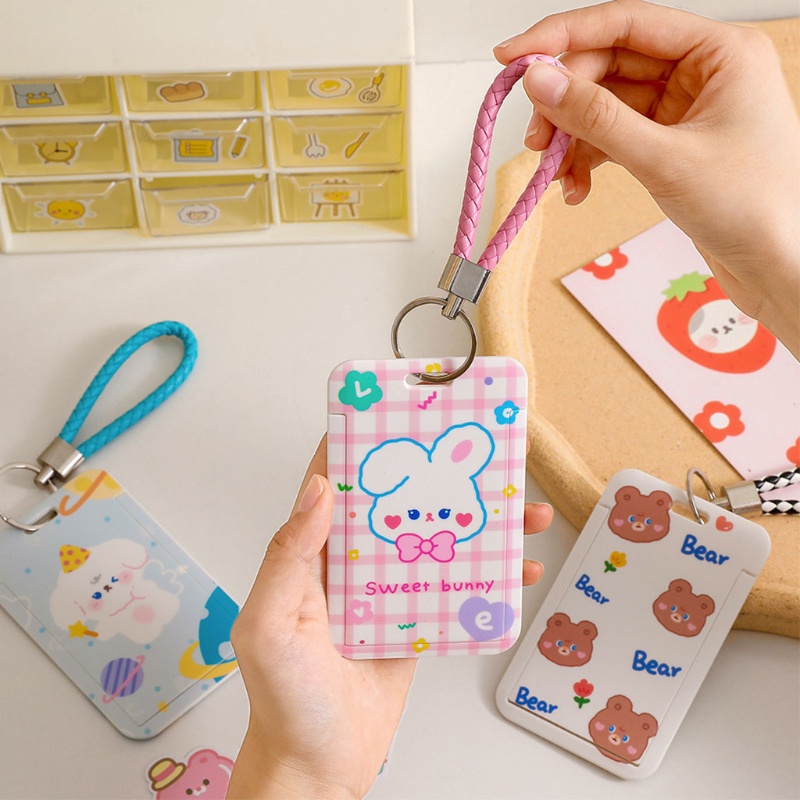 Ví Đựng Thẻ ID Họa Tiết Hoạt Hình Dễ Thương Kèm Móc Khóa Tiện Dụng Cho Nam Và Nữ